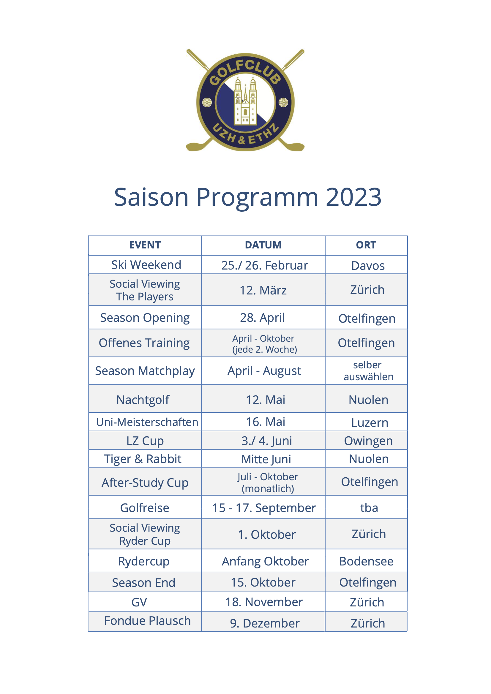 Saisonprogramm 2023